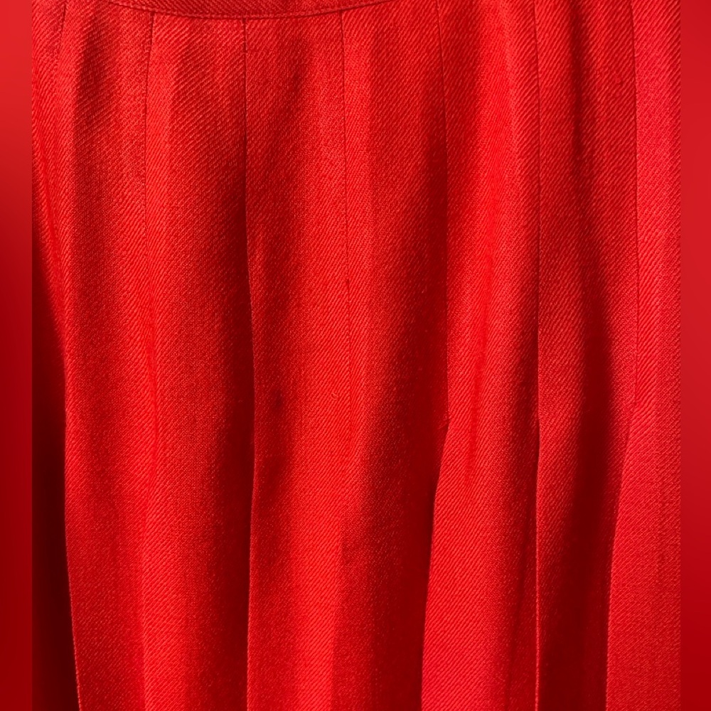 Vintage Christian Dior Separates Pleated Red Wool Blend Skirt Size 12 - Picture 6 of 15